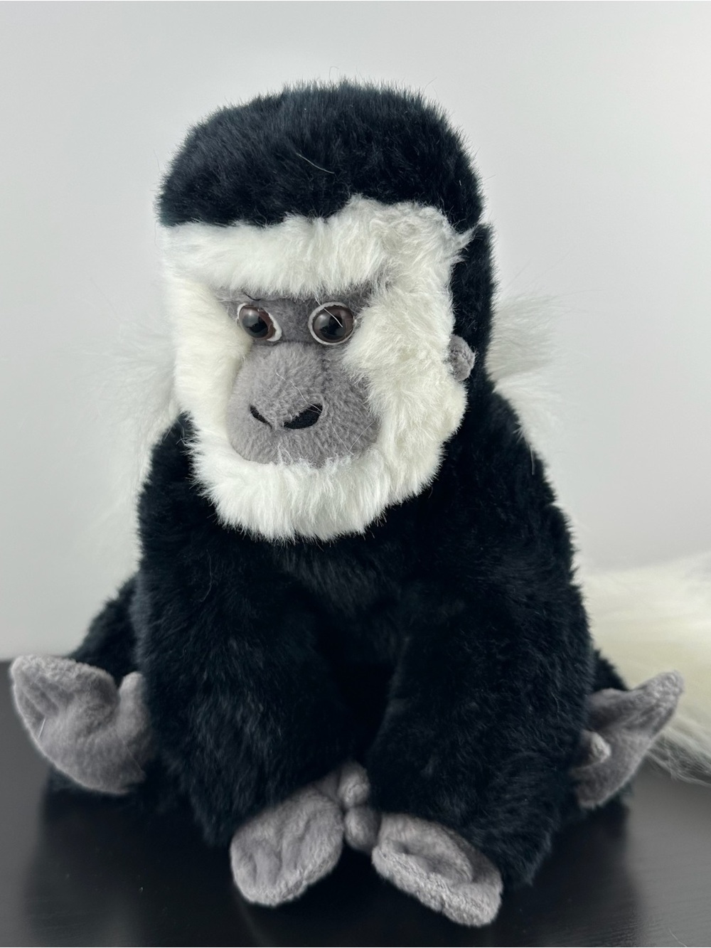 K&M 2004 Colobus Monkey 11” Black White Gray Plush Stuffed Animal Wild Republic